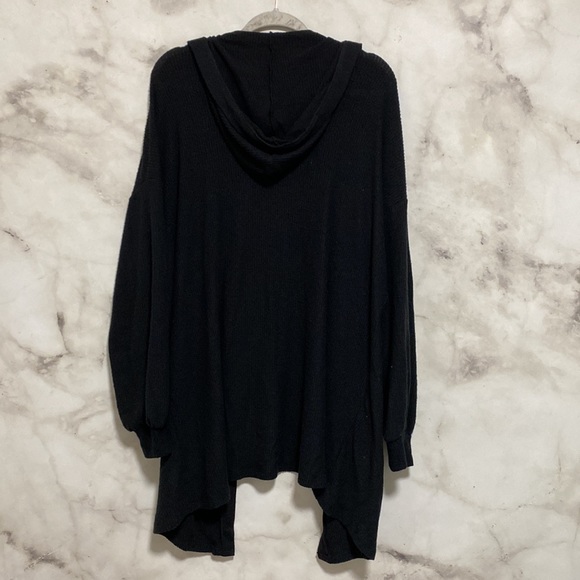 Treasure & Bond Black Ribbed Hooded Open Front Cardigan - Picture 8 of 10